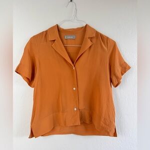 EVERLANE Clean 100% Silk Short Sleeve | orange | size: 2